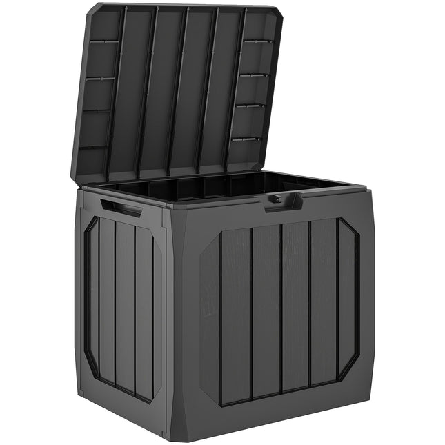 Ladă de depozitare pentru exterior, 121L, neagră, rezistentă la intemperii, cu încuietoare