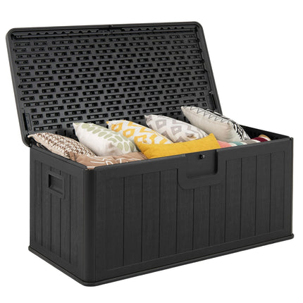 Cutie de depozitare pentru exterior, 378 l, impermeabilă, cu capac cu încuietoare