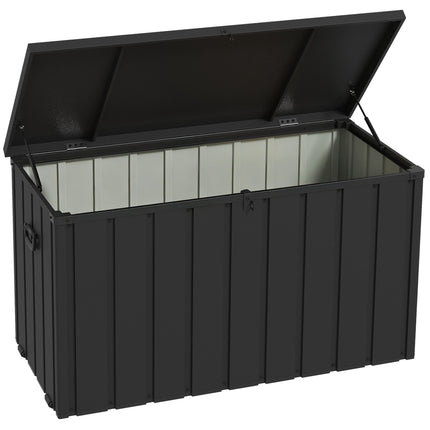 Ladă de depozitare pentru exterior, capacitate 450 l, cadru din oțel, gri închis