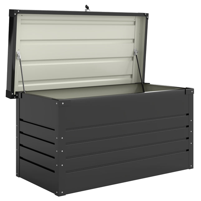 Ladă de depozitare pentru exterior, oțel 450L, încuiabilă, impermeabilă