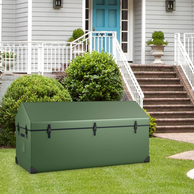 Cutie de depozitare pentru exterior, impermeabilă, ventilată, 658 l, verde