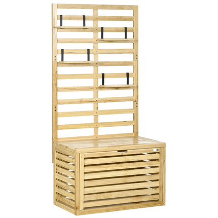 Cutie de depozitare pentru exterior cu spalier, 4 rafturi, lemn masiv