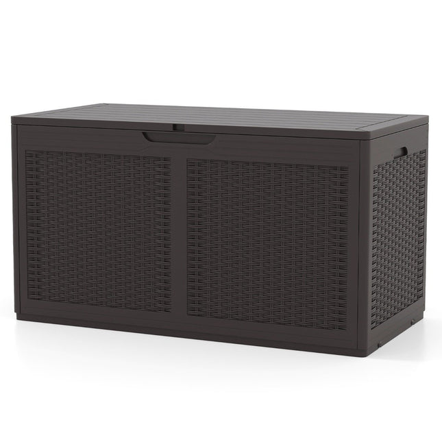 Cutie de depozitare exterioara cu roti, 380L, impermeabila, maro