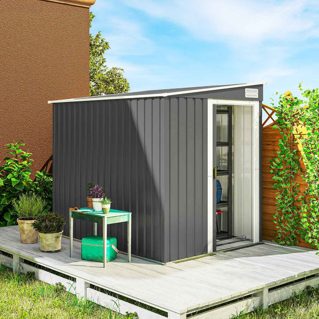 Șopron de depozitare exterior, 7x5 ft, oțel galvanizat, ventilat