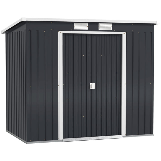 Șopron de depozitare pentru exterior, ferestre cu ventilație, uși glisante, oțel, 213x130x172 cm