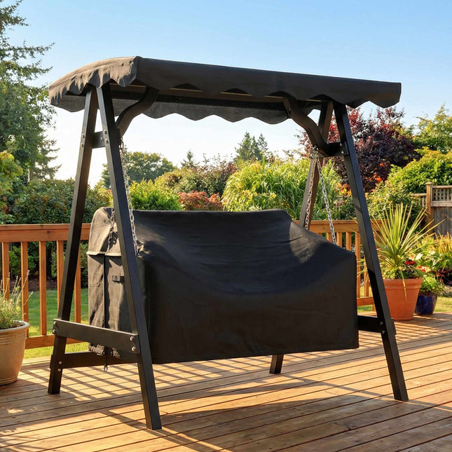Husă pentru balansoar de exterior, material Oxford PU impermeabil, neagră