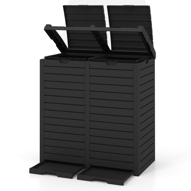 Coș de gunoi exterior, 235L, compartiment dublu, negru