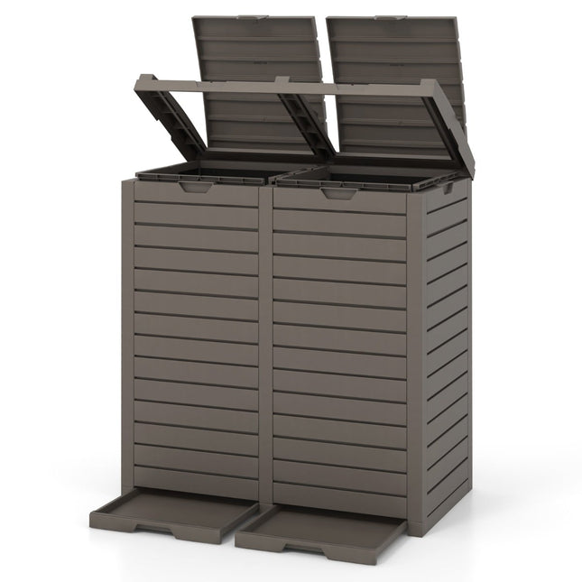 Coș de gunoi pentru exterior, 235 l, compartimente duble, rezistent la intemperii