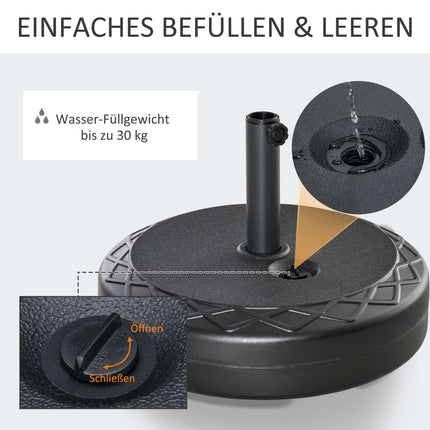 Bază pentru umbrelă de exterior, HDPE, compatibilă cu tije de 38/48 mm, neagră