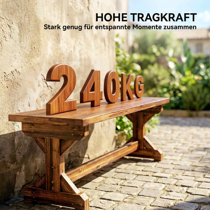Outdoor Wooden Bench, Fir Wood, 2-Seater, 240kg Capacity