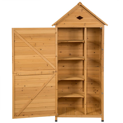 Șopron de grădină din lemn pentru exterior cu 5 rafturi, 70x35,5x160 cm