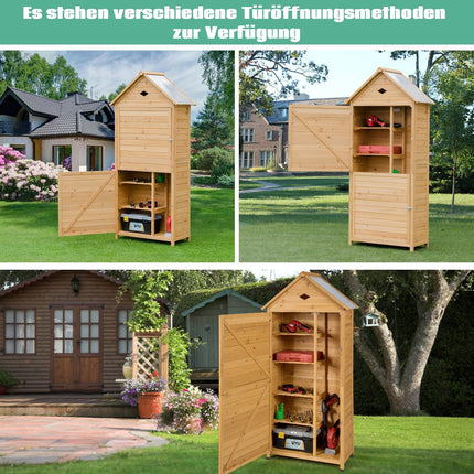 Șopron de grădină din lemn pentru exterior cu 5 rafturi, 70x35,5x160 cm