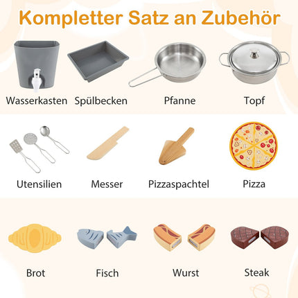 Set Bucătărie de Joacă din Lemn pentru Exterior - Bucătărie Mud, Gratar, Cuptor Pizza