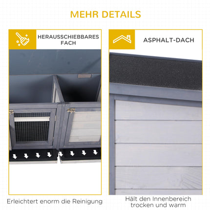 Cușcă de iepuri din lemn pentru exterior, cu acoperiș din asfalt, 112x50x54 cm