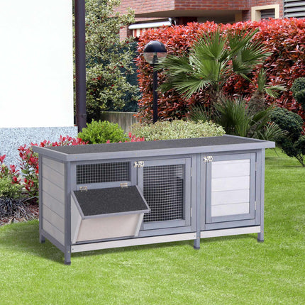Cușcă de iepuri din lemn pentru exterior, cu acoperiș din asfalt, 112x50x54 cm