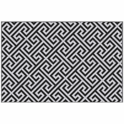 Covor exterior covor plastic design fata-verso hidrofug pentru terasa balcon negru alb 152 x 243 cm