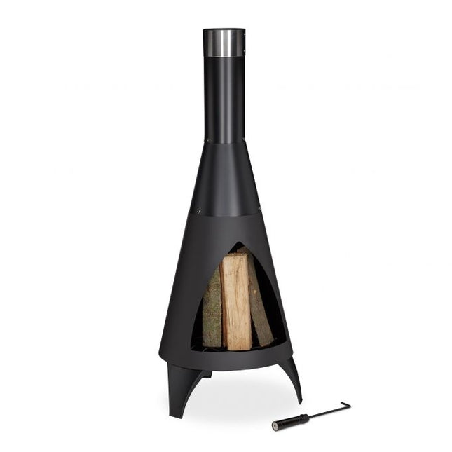 Semineu exterior focar deschis negru