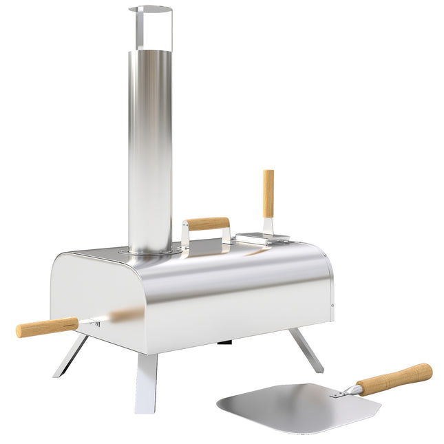 Cuptor pentru pizza de exterior, cuptor pentru pizza pe lemne din inox, cuptor cu piatra de pizza de 1 cm grosime, picior rabatabil, capac pentru lopata pizza, cuptor portabil cu lemne, cuptoare pizza pentru camping, gradina, petrecere