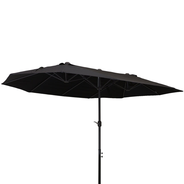 Outsunny Parasol Umbrelă de grădină Umbrelă de piață Umbrelă de soare dublă Umbrelă de terasă cu manivelă Oval negru 460 x 270 x 240 cm