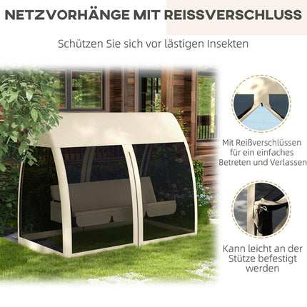 2-in-1 reclining garden swing with canopy and mosquito net