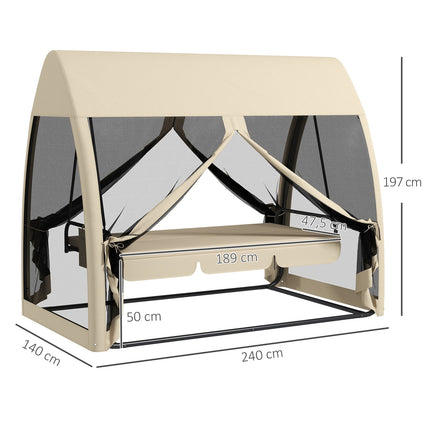 2-in-1 reclining garden swing with canopy and mosquito net