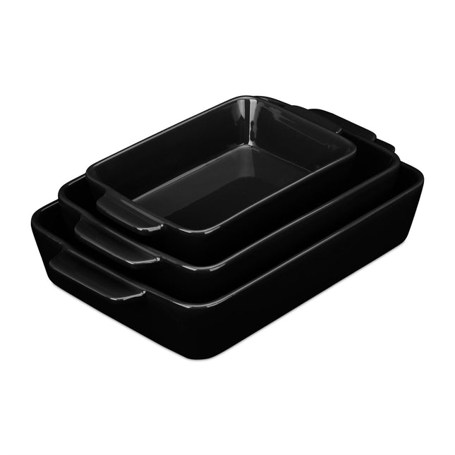 Set de 3 ceramice sub formă de cuptor de culoare neagră