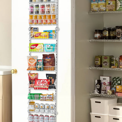 Over-The-Door Pantry Organizer, 10-Tier Adjustable Steel, White
