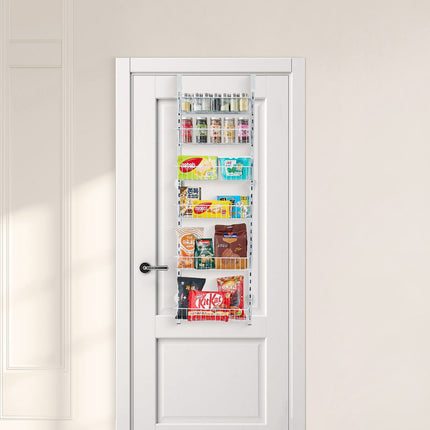 Over-The-Door Pantry Organizer, 6-Tier Adjustable Steel, White