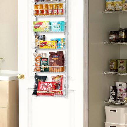 Over-The-Door Pantry Organizer, 6-Tier Adjustable Steel, White