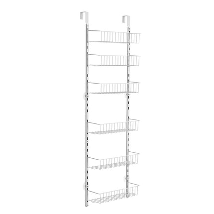 Over-The-Door Pantry Organizer, 6-Tier Adjustable Steel, White