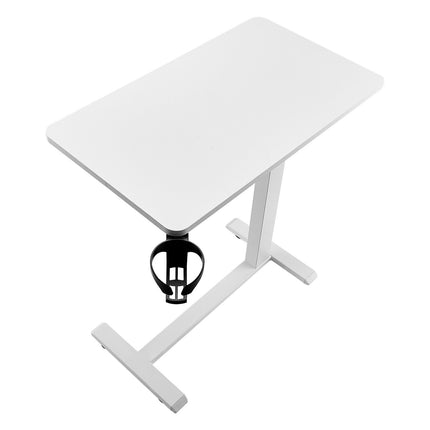 Overbed Table, Height-Adjustable Rolling Laptop Desk, Cup Holder