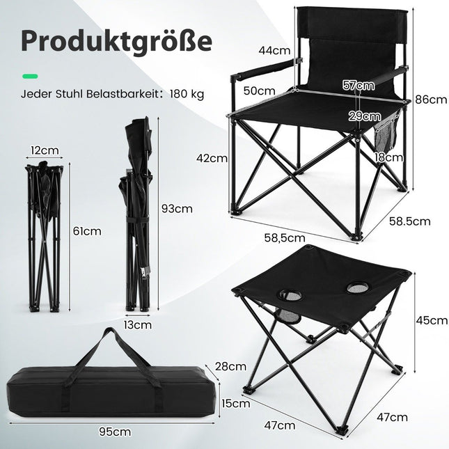 Oversized Camping Chairs with Table & 2 Drink Holders & Storage Bag Folding Chairs