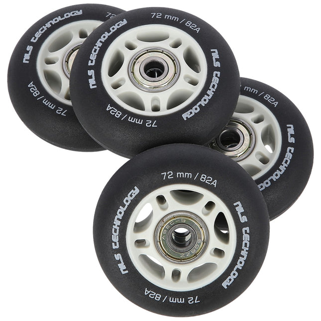 Set roți pentru skateboard și rulmenți ABEC-9 PU 72x24 82A negru