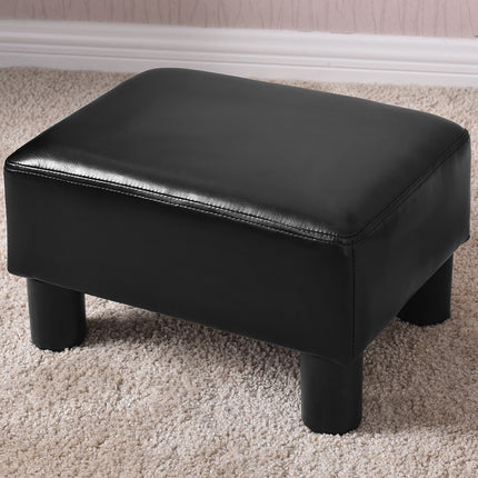 Taburet otoman din piele PU, negru, capacitate 150 kg