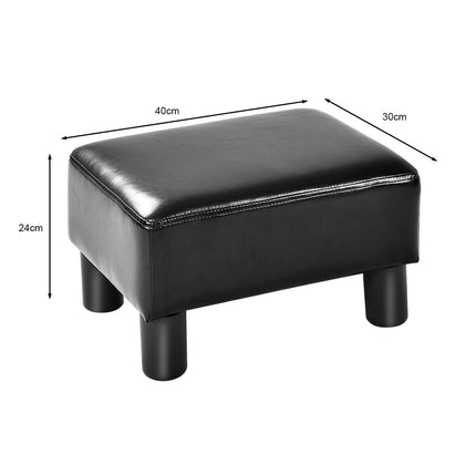 Taburet otoman din piele PU, negru, capacitate 150 kg