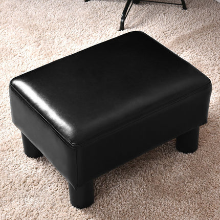 Taburet otoman din piele PU, negru, capacitate 150 kg
