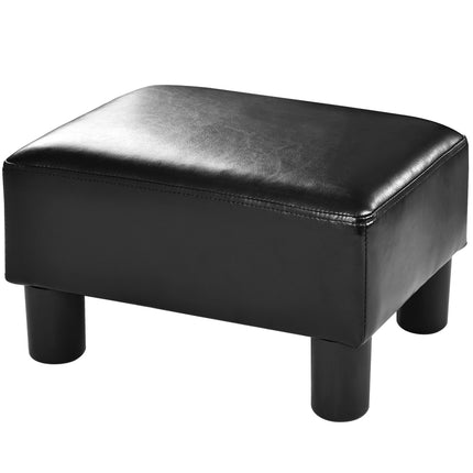 Taburet otoman din piele PU, negru, capacitate 150 kg