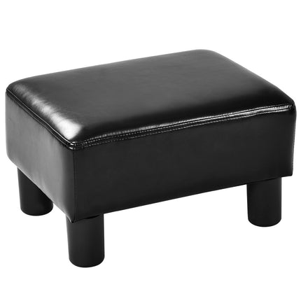 Taburet otoman din piele PU, negru, capacitate 150 kg