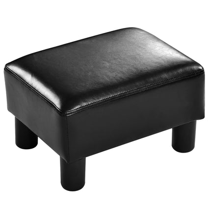 Taburet otoman din piele PU, negru, capacitate 150 kg