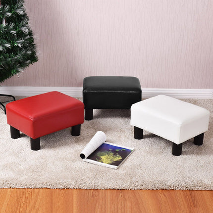 Taburet otoman din piele PU, negru, capacitate 150 kg