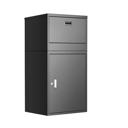 Package Delivery Drop Box With Lock, Steel, 38.6 In, Black