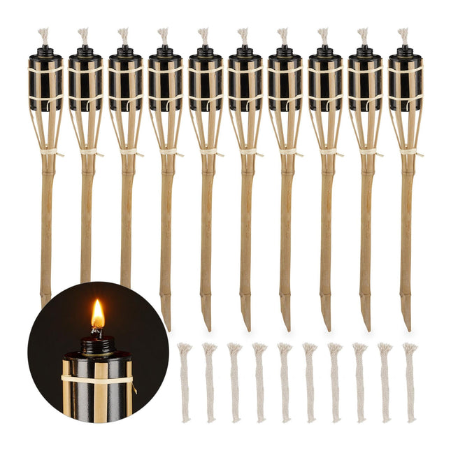 Pack of 10 bamboo garden torches