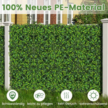 Pachet de 12 perete de plante pentru gard viu artificial 50,5 x 50,5 cm frunze mixte protejate UV