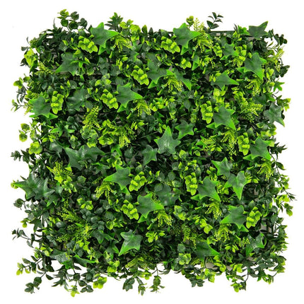 Pachet de 12 perete de plante pentru gard viu artificial 50,5 x 50,5 cm frunze mixte protejate UV