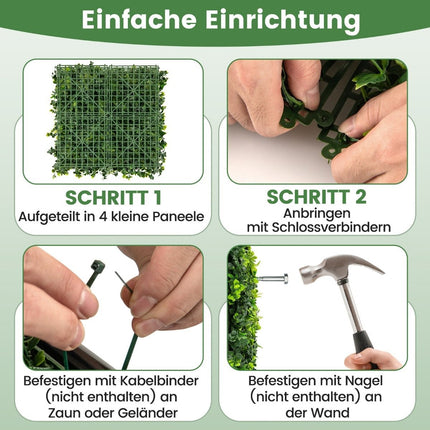 Pachet de 12 perete de plante pentru gard viu artificial 50,5 x 50,5 cm frunze mixte protejate UV