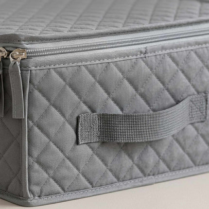 Padded Cup Storage Boxes with Dividers, Set of 2, Grey, 15.5 x 40.5 x 33 cm