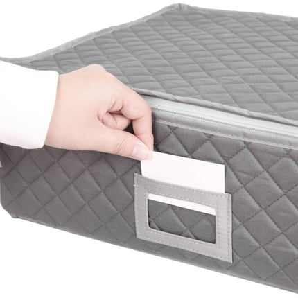 Padded Cup Storage Boxes with Dividers, Set of 2, Grey, 15.5 x 40.5 x 33 cm
