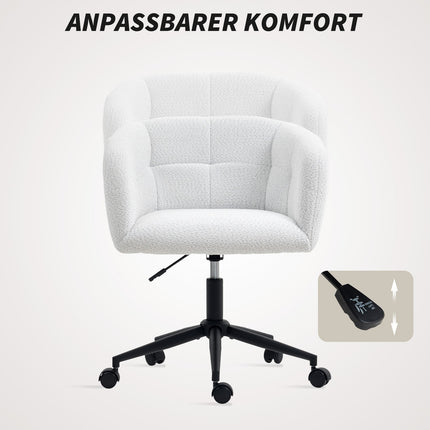 Scaun de birou căptușit, husă de pluș, design tip cadă, crem/negru