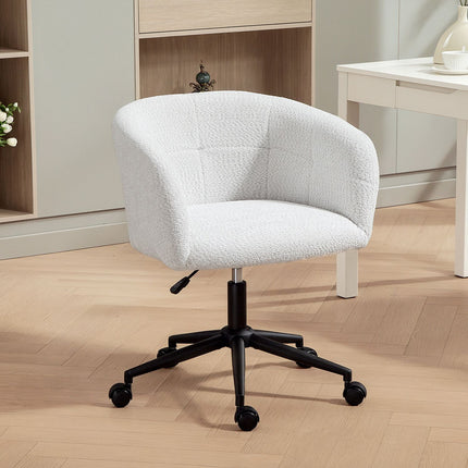 Scaun de birou căptușit, husă de pluș, design tip cadă, crem/negru