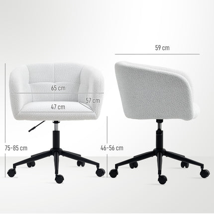 Scaun de birou căptușit, husă de pluș, design tip cadă, crem/negru